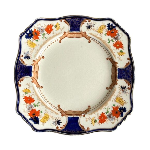 Vintage Rich Mode Crown Jewel No 768985 Blue and Yellow Porcelain Dining Plate - Picture 1 of 6